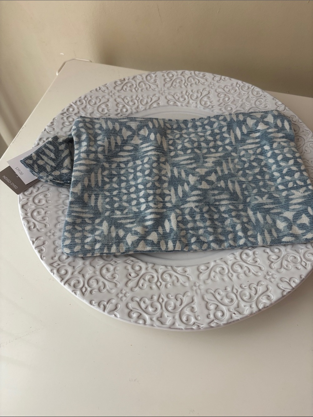 Blue Patterned indigo dyed bag NWT